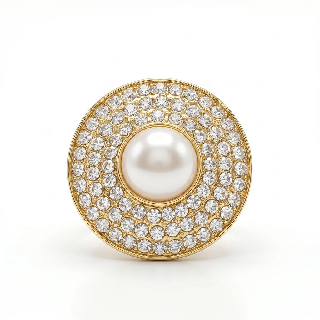AYMI Ring Anti-Tarnish Cocktail With Pearl And Rhinestones (Adjustable Size)