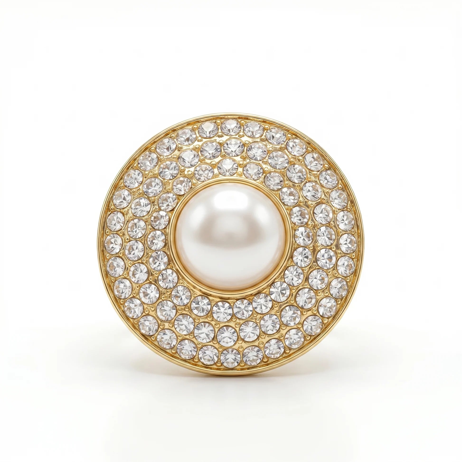AYMI Ring Anti-Tarnish Cocktail With Pearl And Rhinestones (Adjustable Size)