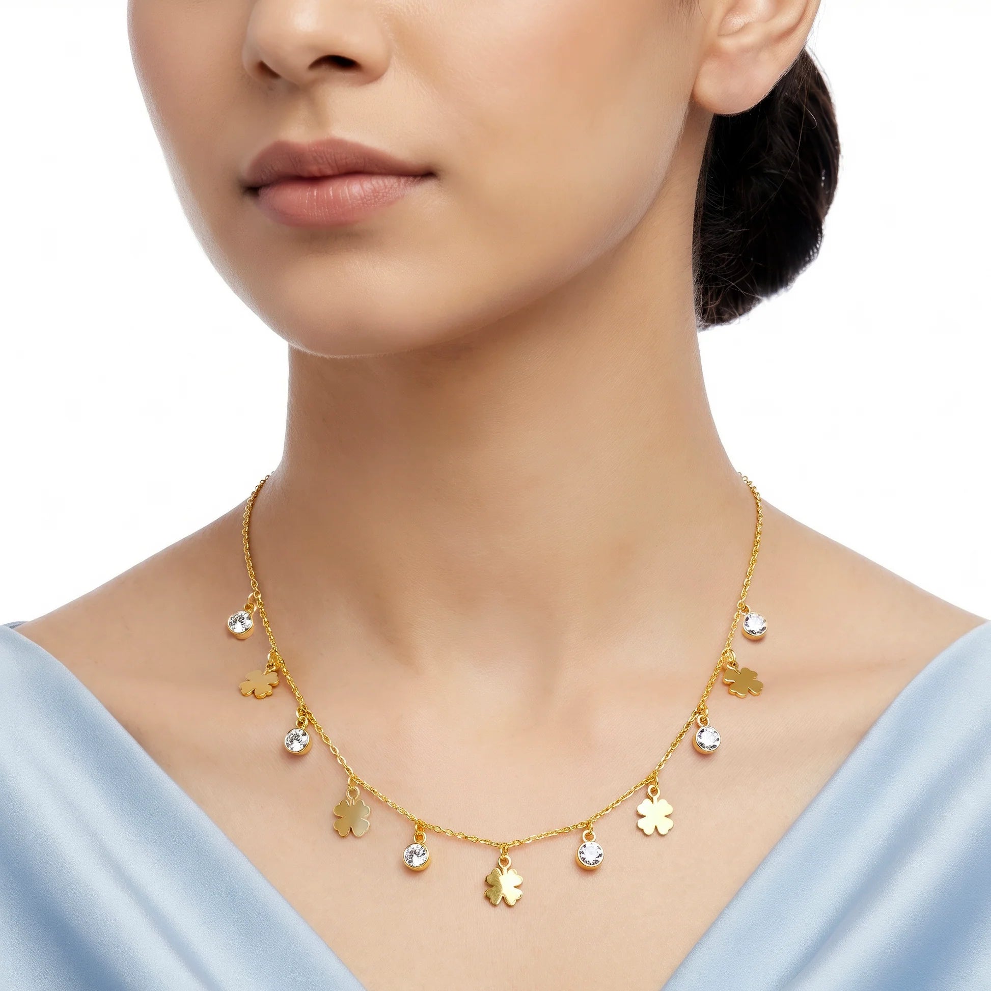 AYMI Anti-Tarnish Gold Plated Charms Necklace Minimalist Design