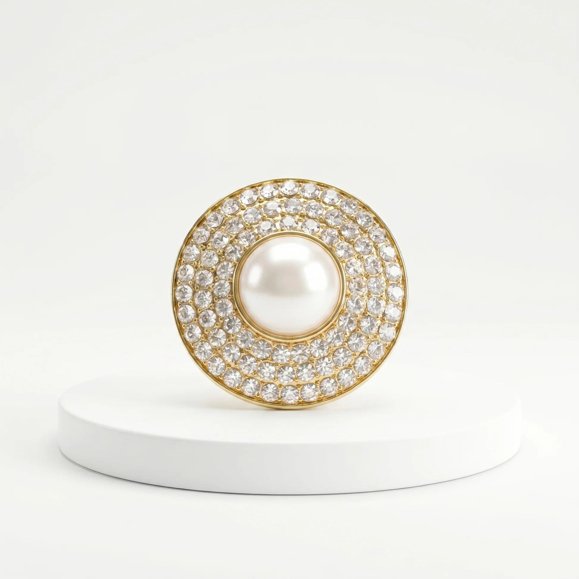 AYMI Ring Anti-Tarnish Cocktail With Pearl And Rhinestones (Adjustable Size)