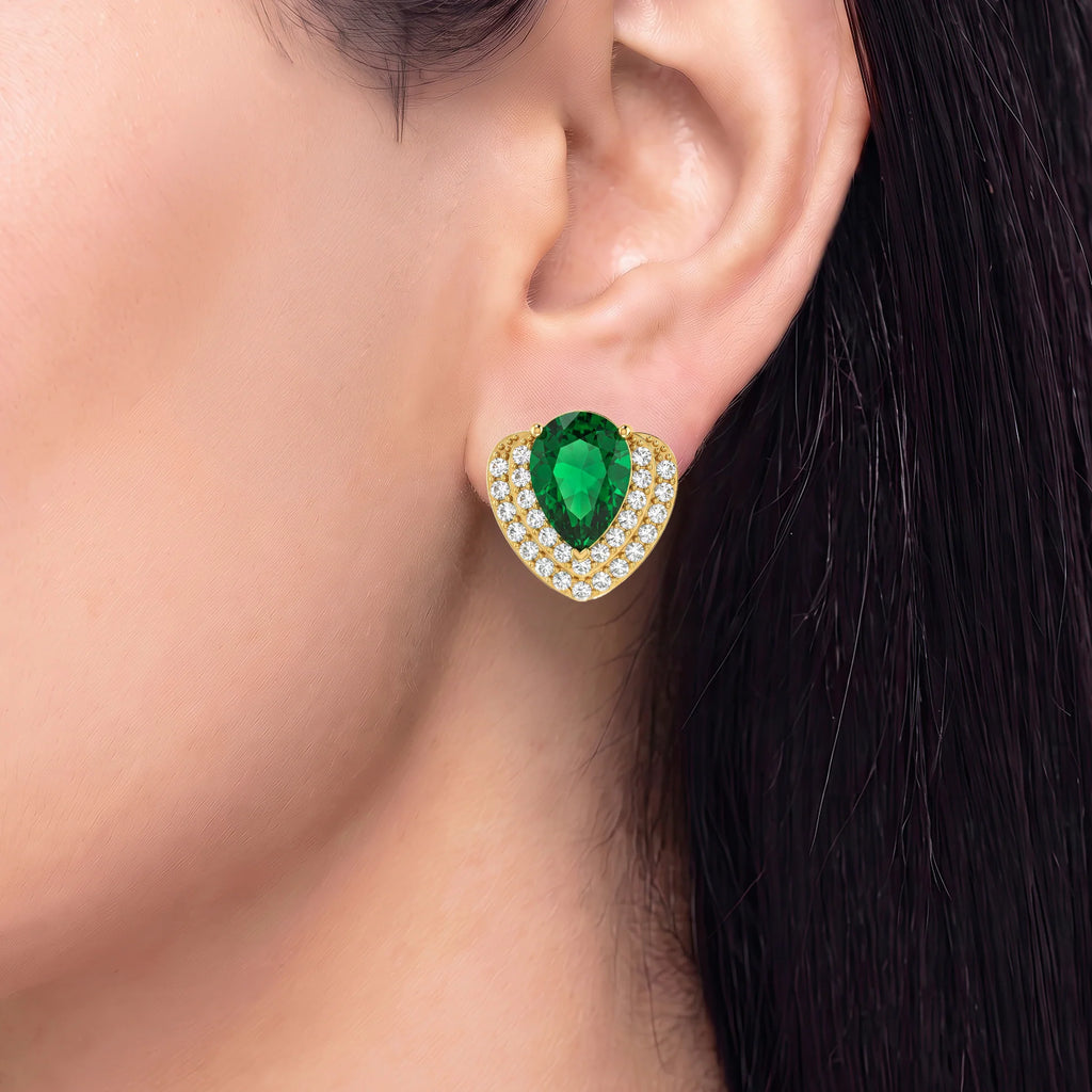AYMI Earrings Anti-Tarnish Green Heart Studs