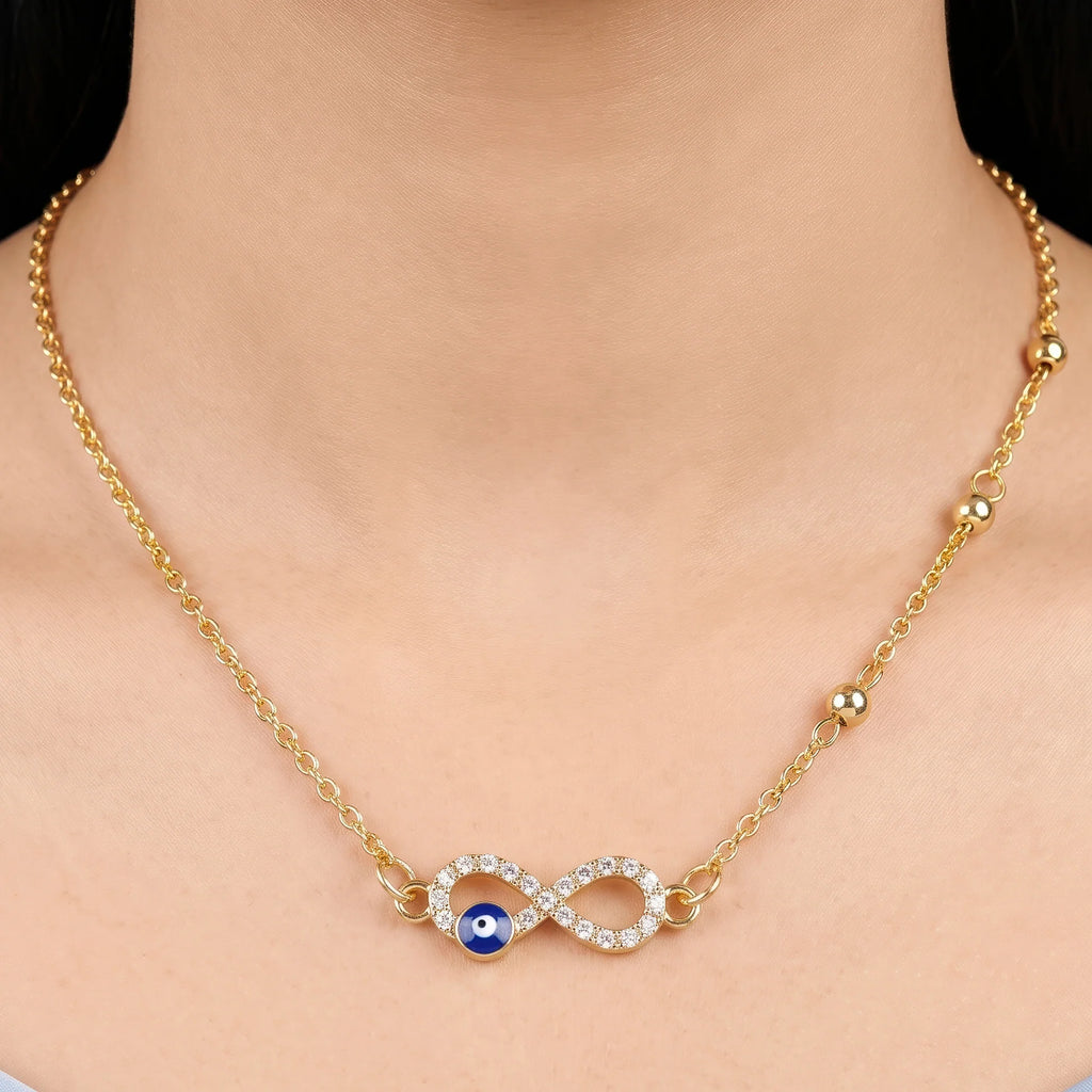 AYMI Necklace Anti-Tarnish Golden Chain With Evil Eye Pendant