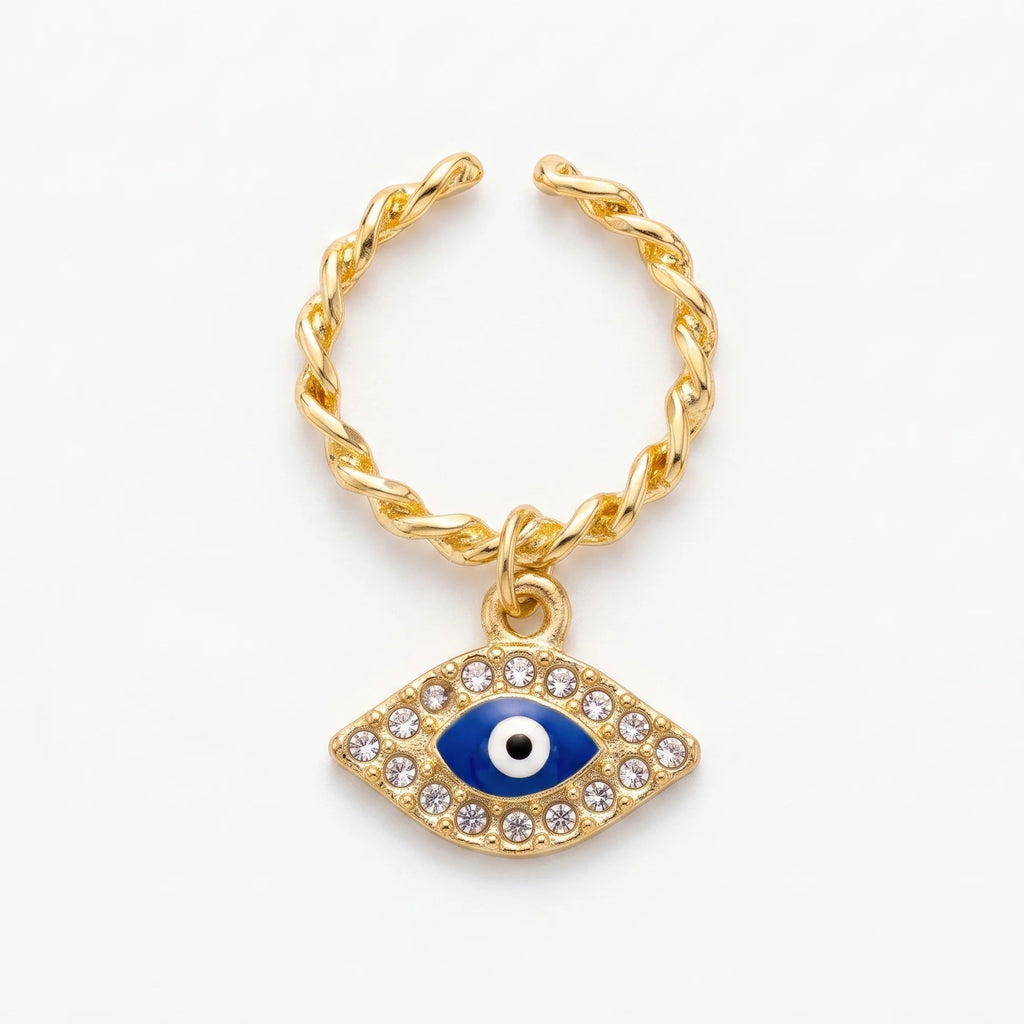 AYMI Ring Anti-Tarnish Evil Eye Charm (Adjustable Size)