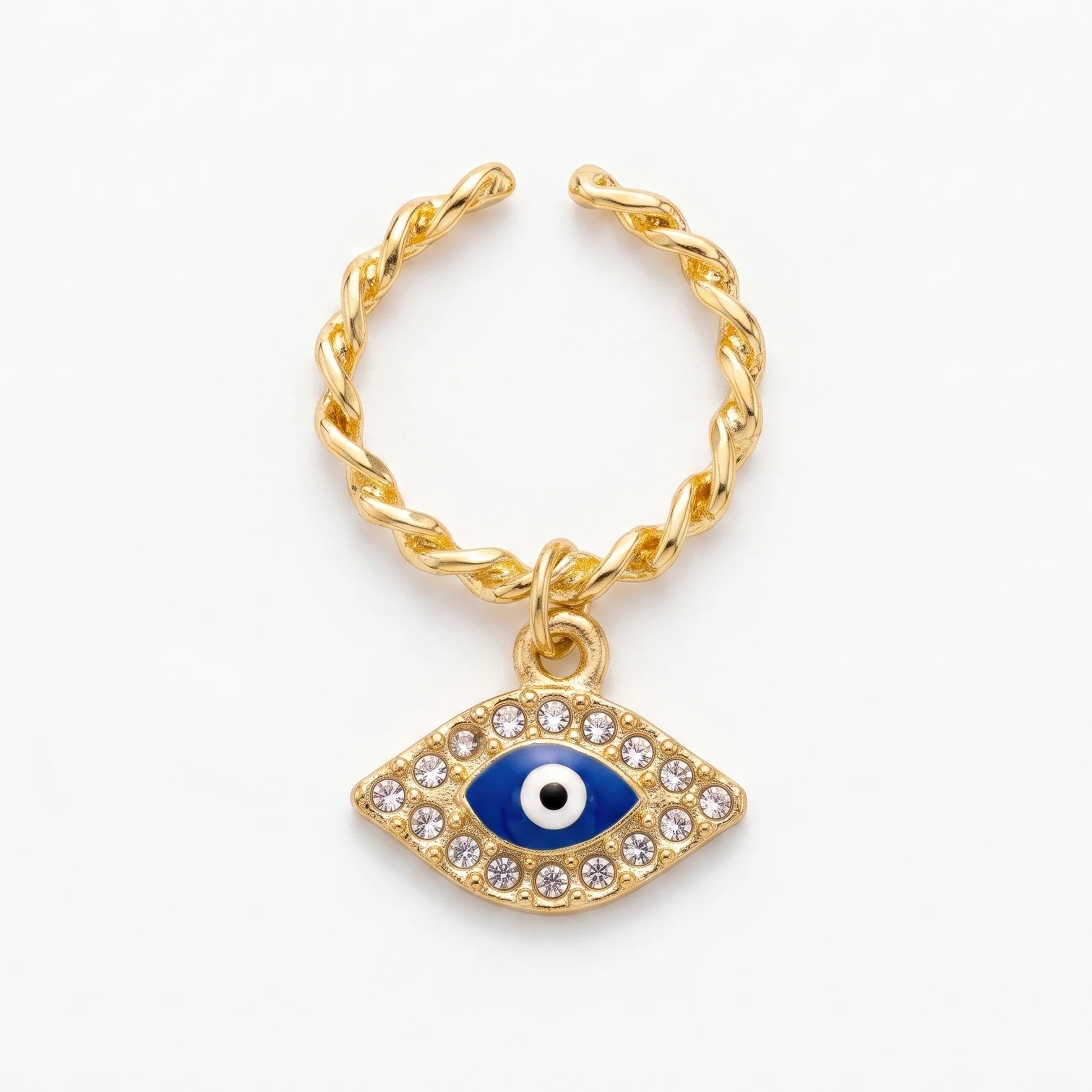AYMI Ring Anti-Tarnish Evil Eye Charm (Adjustable Size)