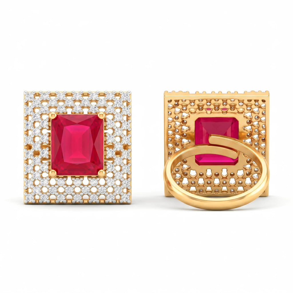 AYMI Ring Anti-Tarnish Ruby Crystal Statement (Adjustable Size)