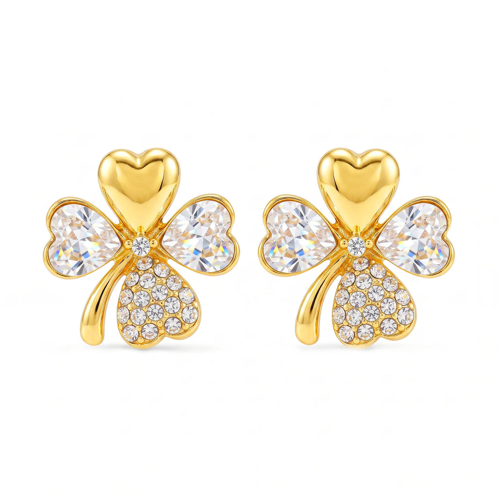AYMI Earrings Anti-Tarnish Clover Crystal Studs