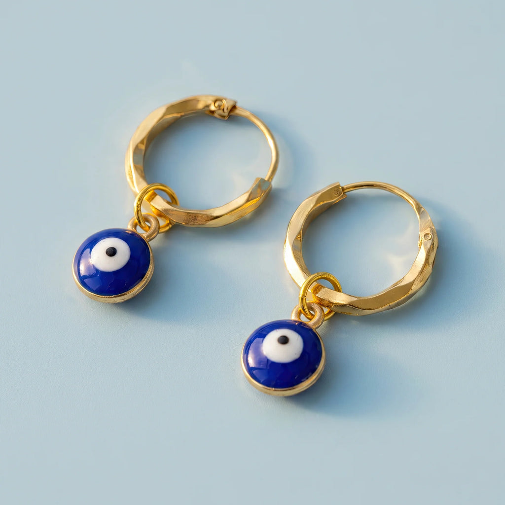 AYMI Earrings Anti-Tarnish Evil Eye Hoops