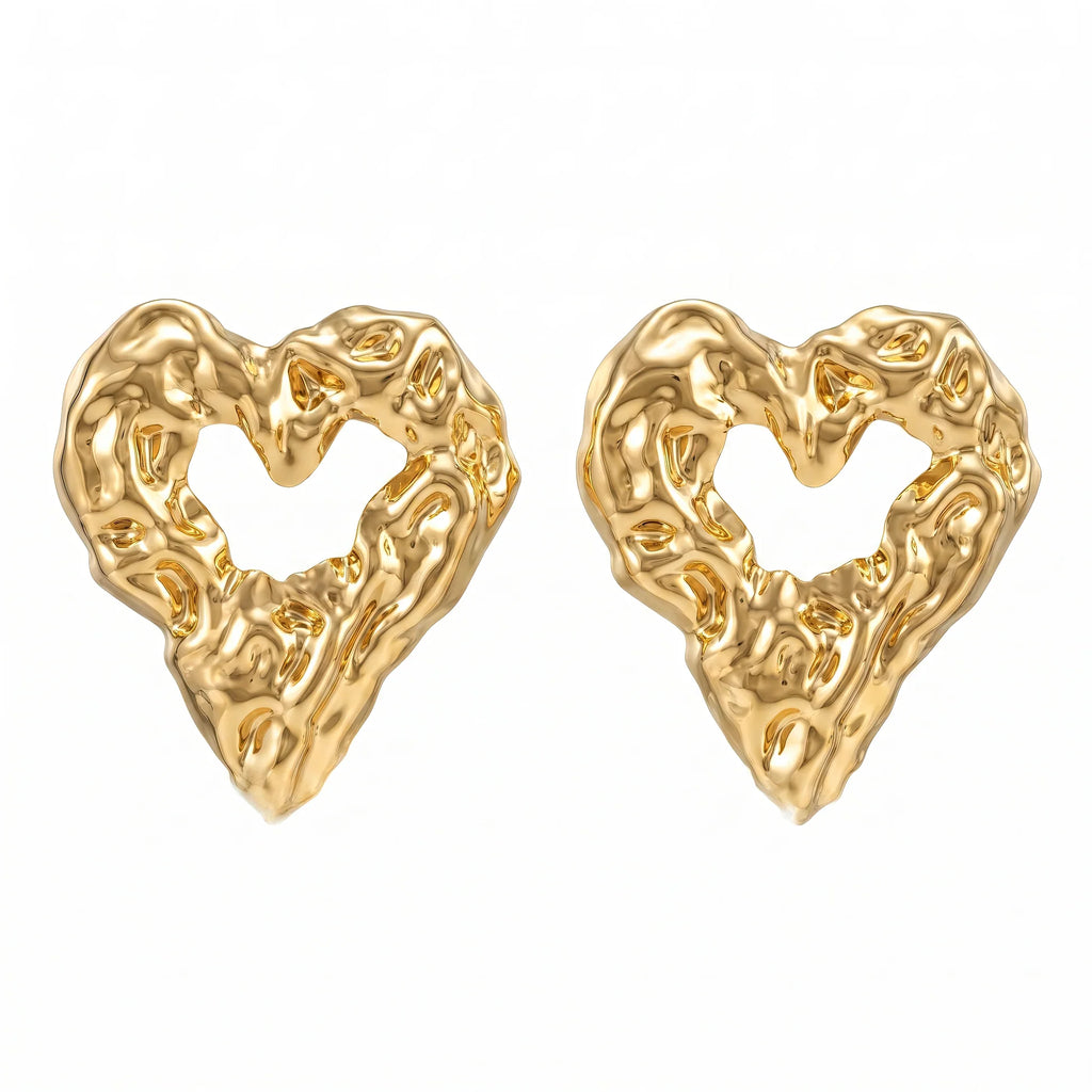 AYMI Earrings Anti-Tarnish Textured Heart Studs