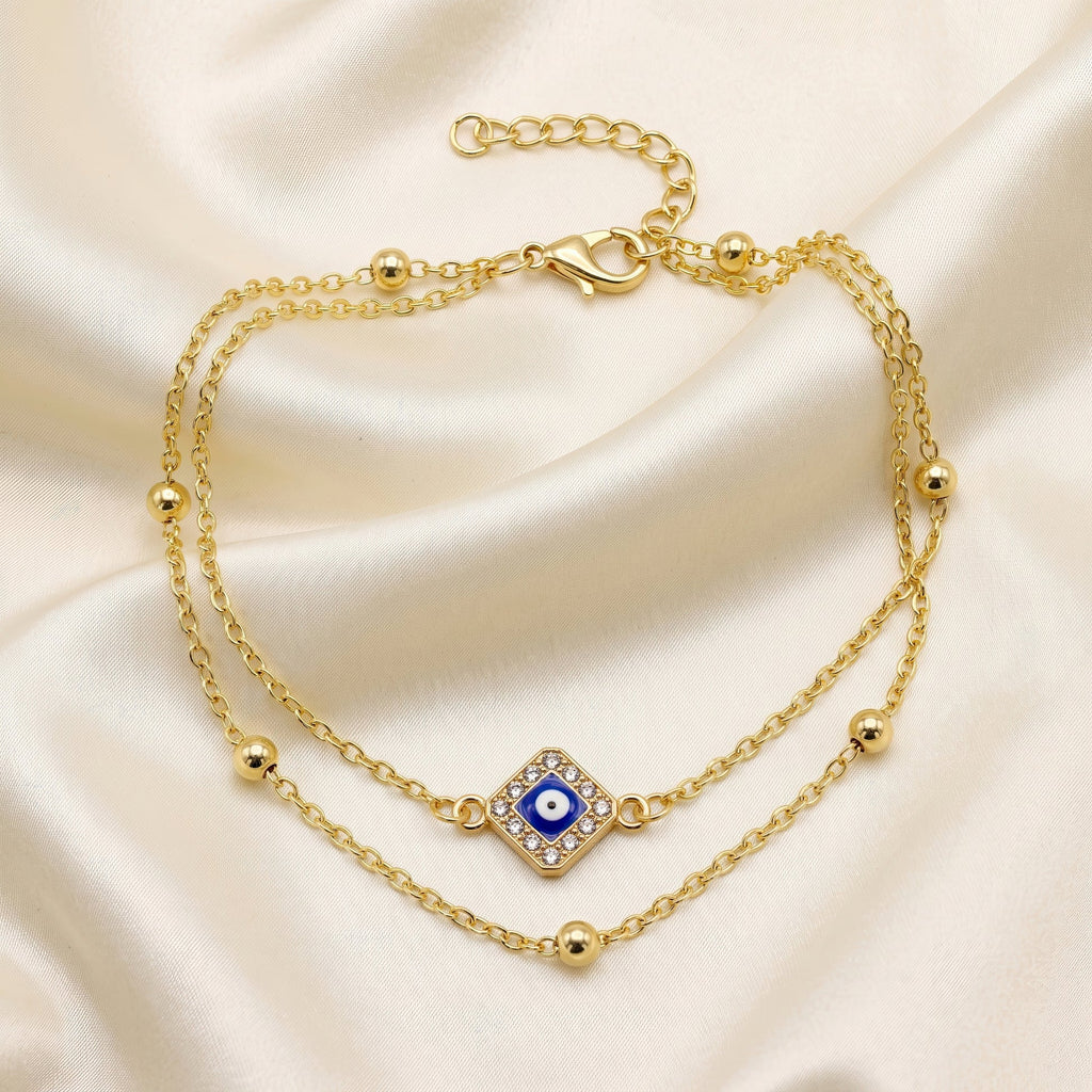 AYMI Anklet Anti-Tarnish Layered Evil Eye