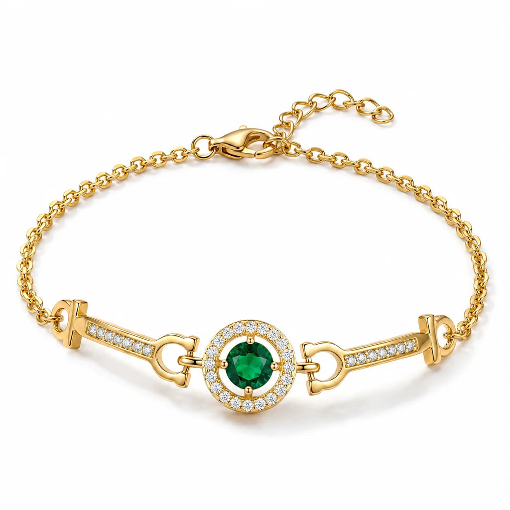 AYMI Bracelet Anti-Tarnish Gold Plated Crystal Bangle (Adjustable Size)