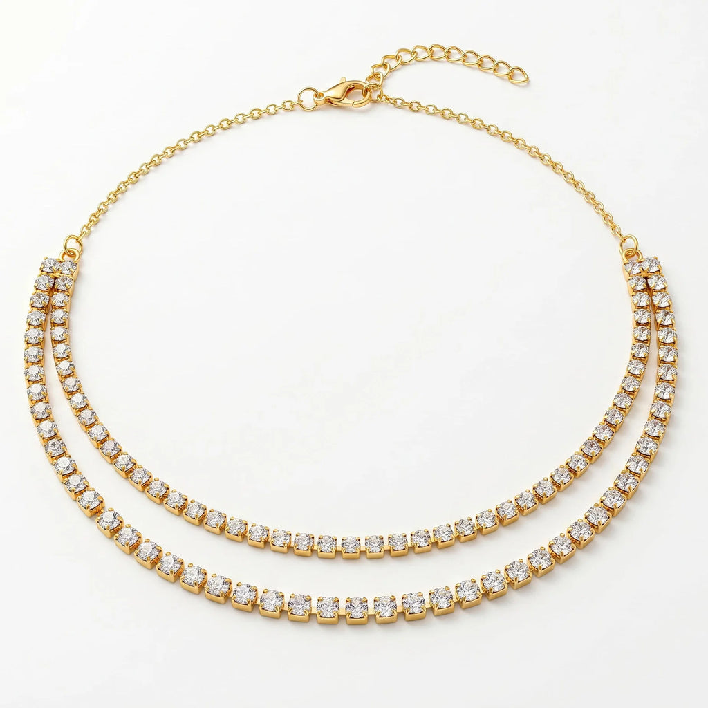 AYMI Necklace Anti-Tarnish Gold Plated American Diamonds Set