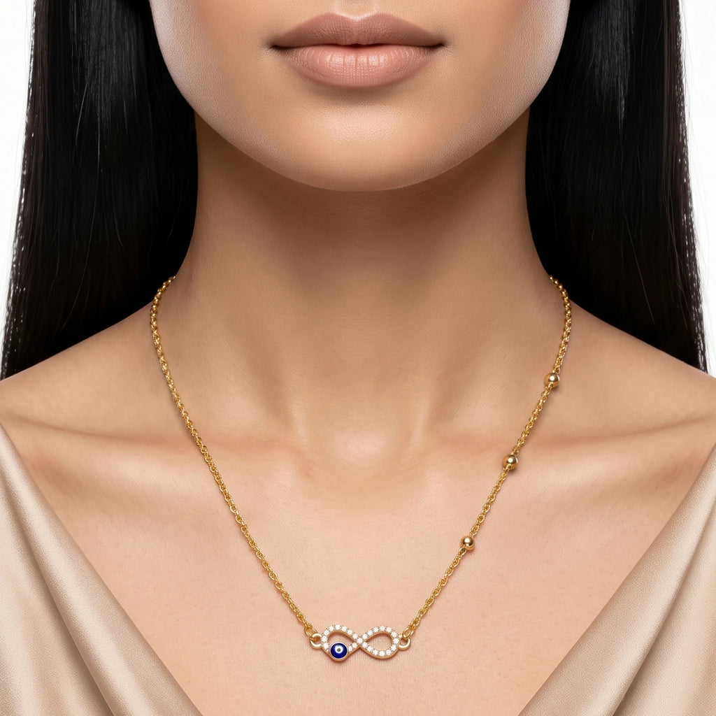 AYMI Necklace Anti-Tarnish Golden Chain With Evil Eye Pendant