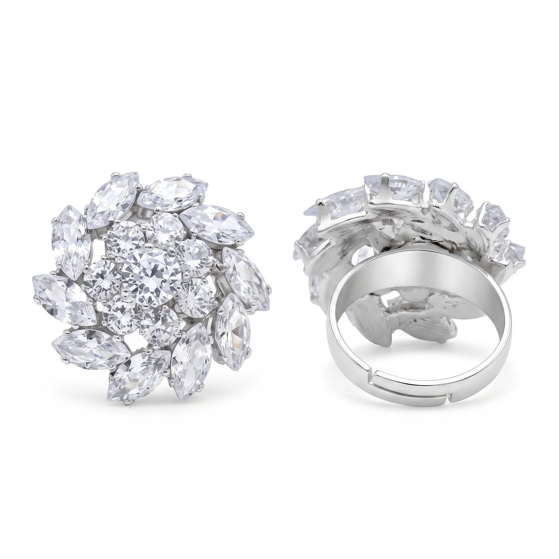 AYMI Ring Anti-Tarnish Marquise Crystal Floral (Adjustable Size)