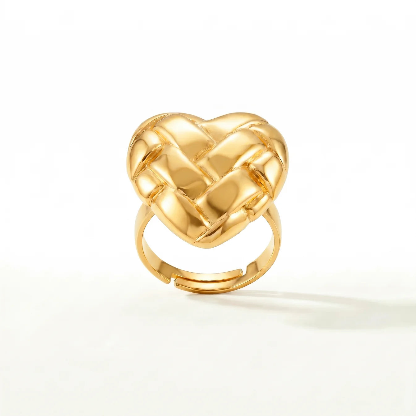 AYMI Ring Anti-Tarnish Basket Weave Heart (Adjustable Size)