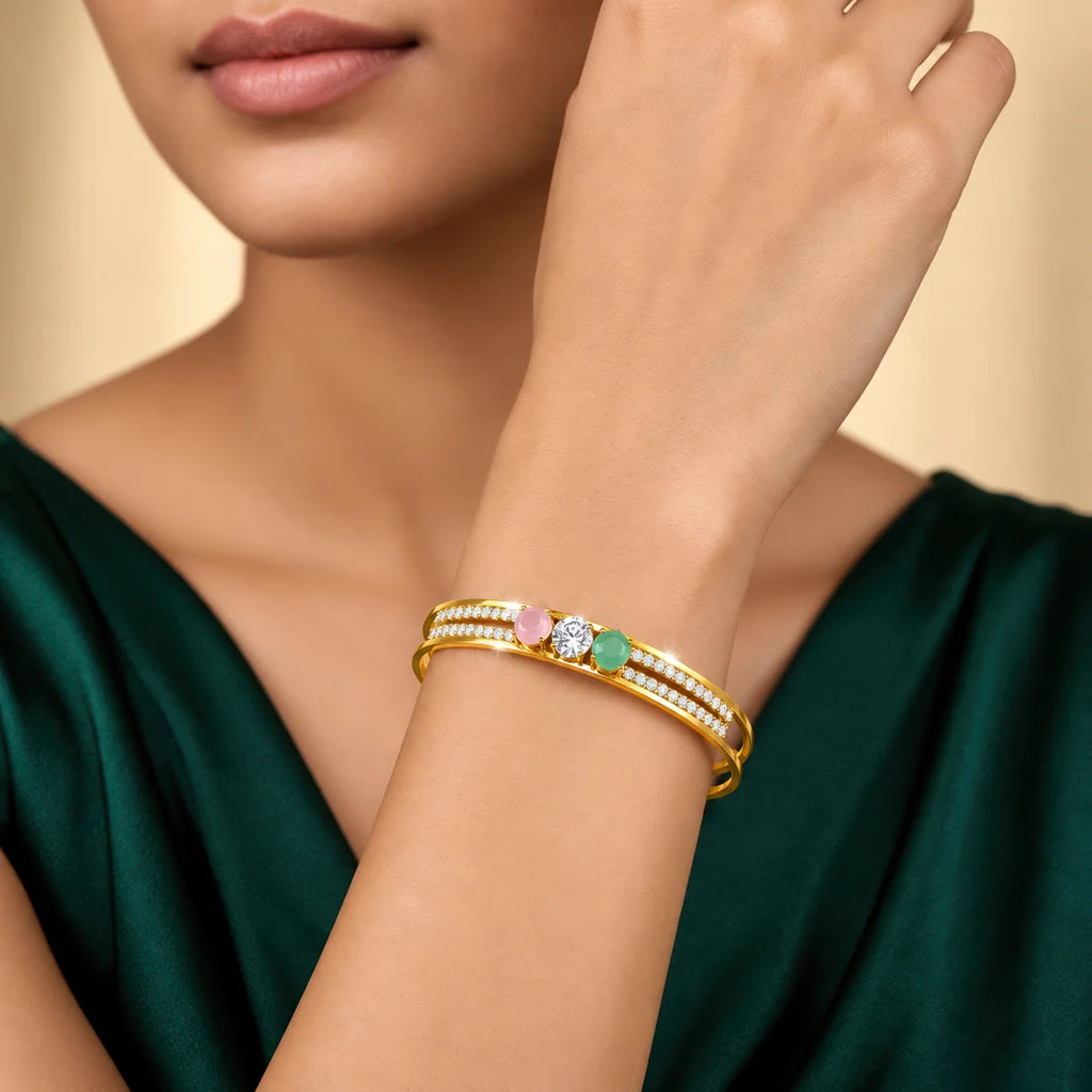 AYMI Bracelet Anti-Tarnish Gold
Plated Multicoloured Bangle
(Adjustable Size)