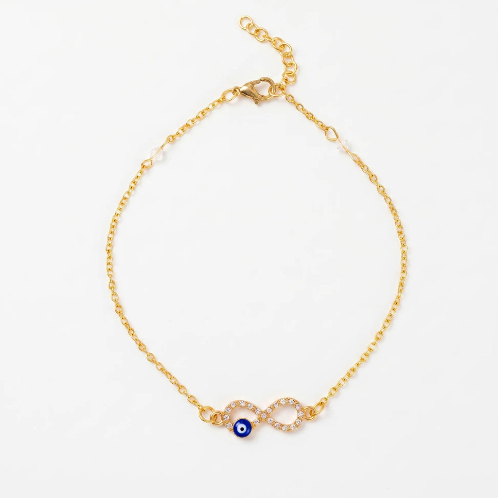AYMI Anklet Anti-Tarnish Infinity Evil Eye Charm