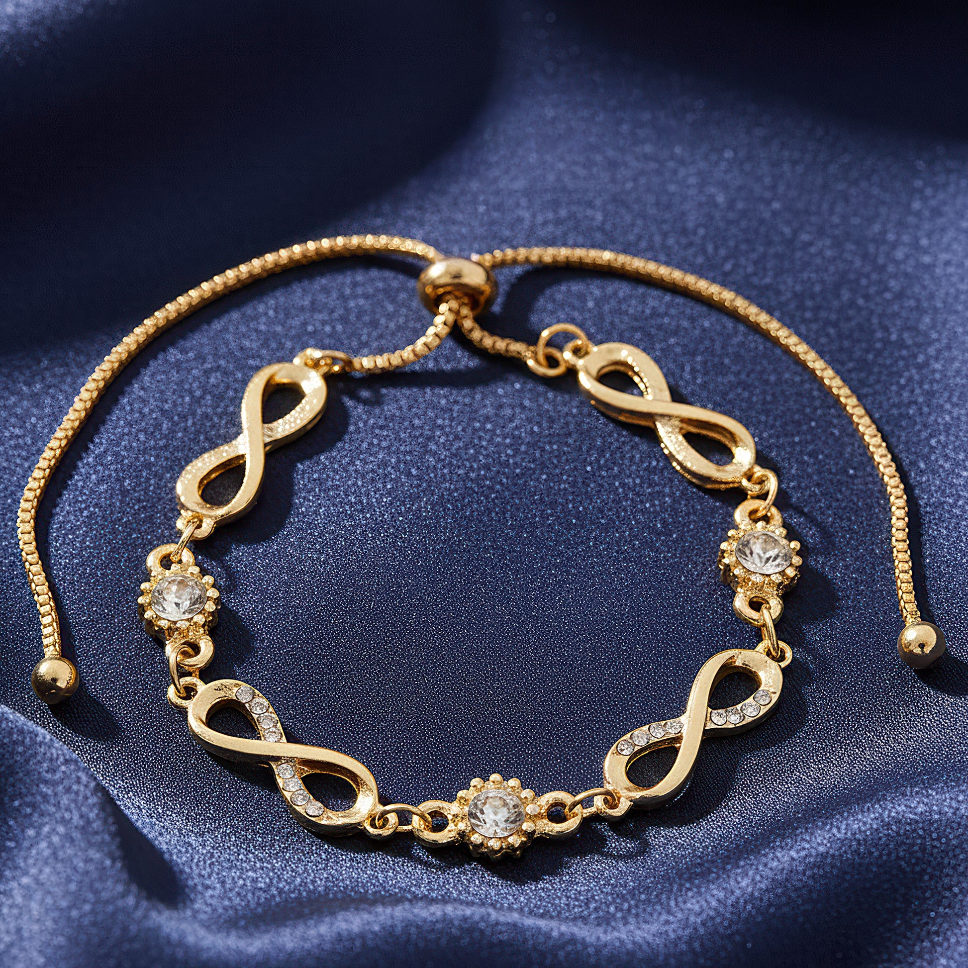 AYMI Bracelet Anti-Tarnish Infinity & Crystal Chain (Adjustable Size)