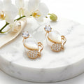 AYMI Earrings Anti-Tarnish Mini Mona Lisa & Crystal Bird Studs