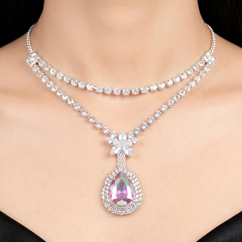 AYMI Necklace Anti-Tarnish Floral Teardrop Chain