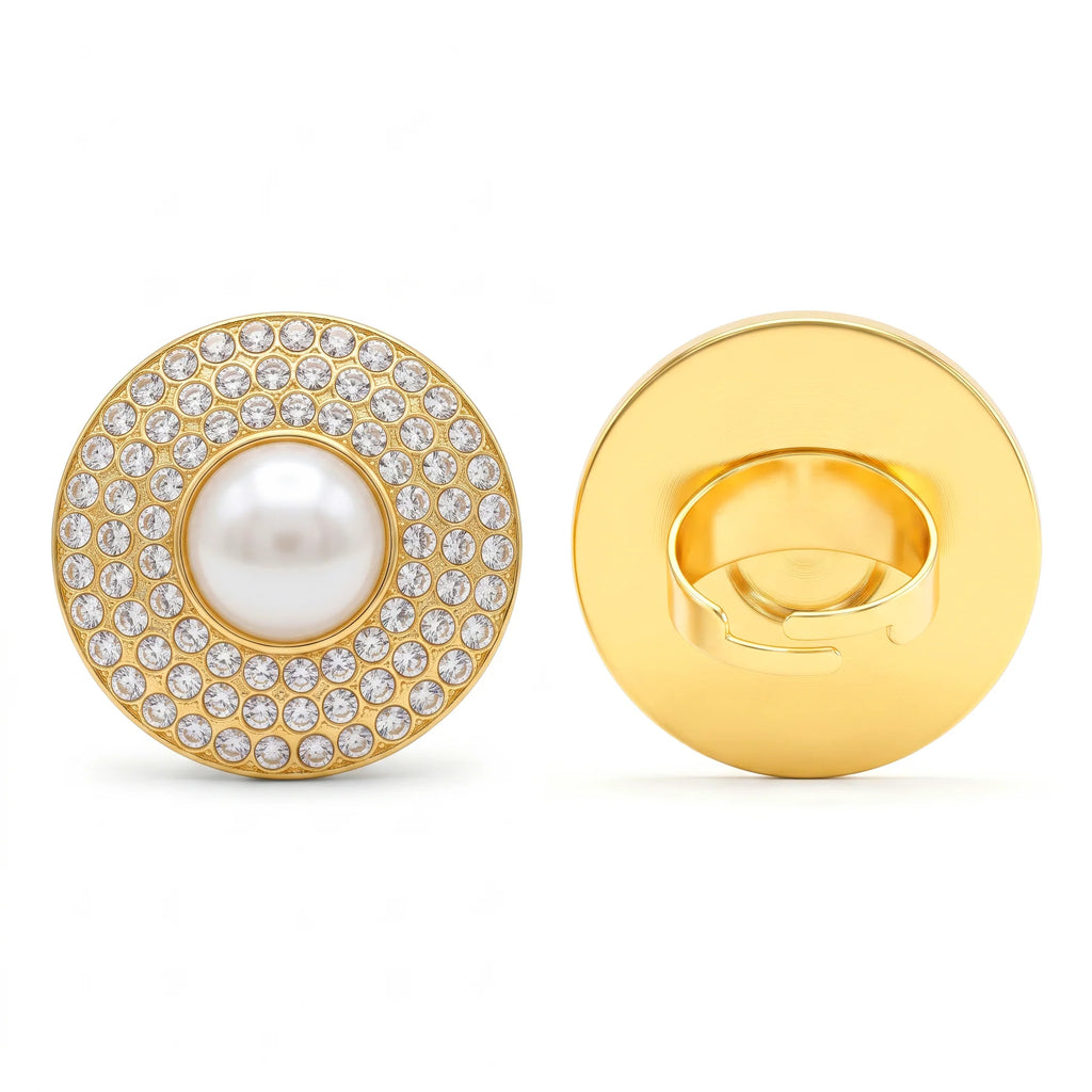 AYMI Ring Anti-Tarnish Cocktail With Pearl And Rhinestones (Adjustable Size)