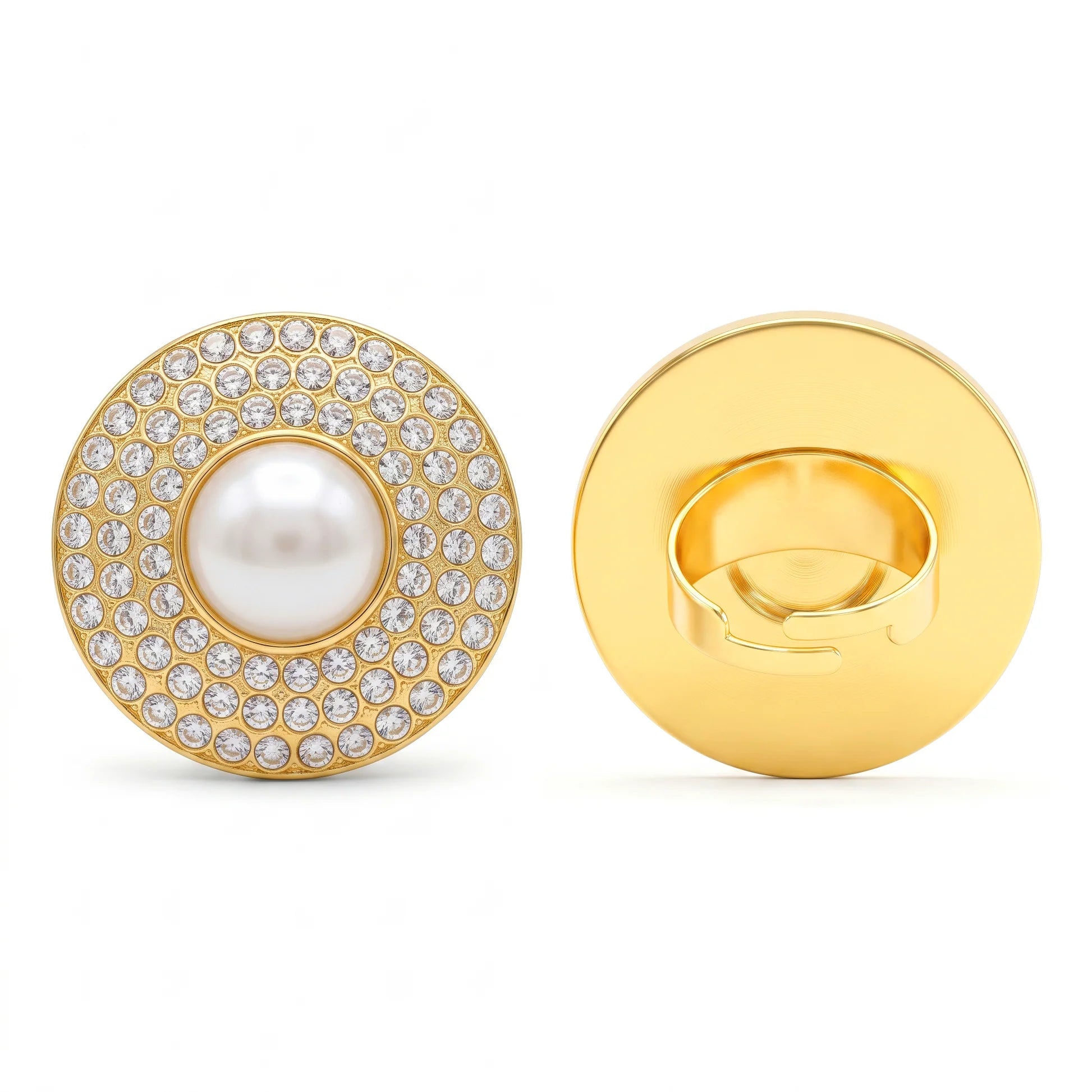 AYMI Ring Anti-Tarnish Cocktail With Pearl And Rhinestones (Adjustable Size)