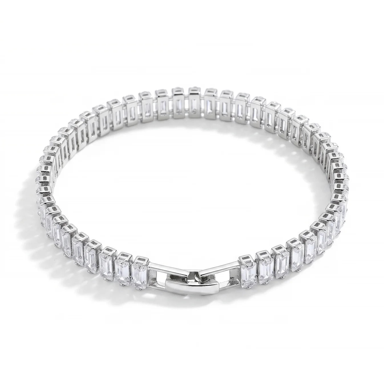 AYMI Bracelet Anti-Tarnish Emerald-Cut Crystal Tennis (Adjustable Size)