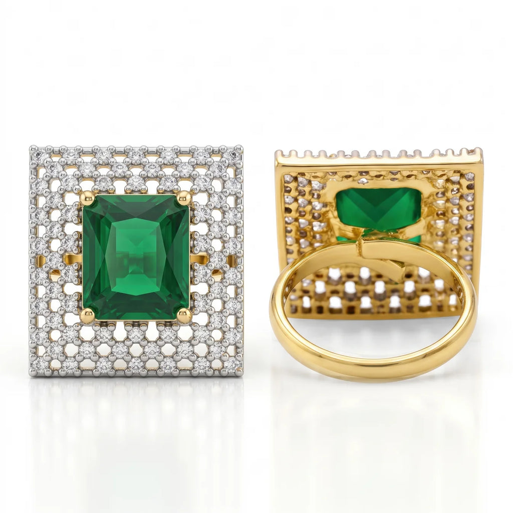 AYMI Ring Anti-Tarnish Emerald
Crystal Statement (Adjustable
Size)