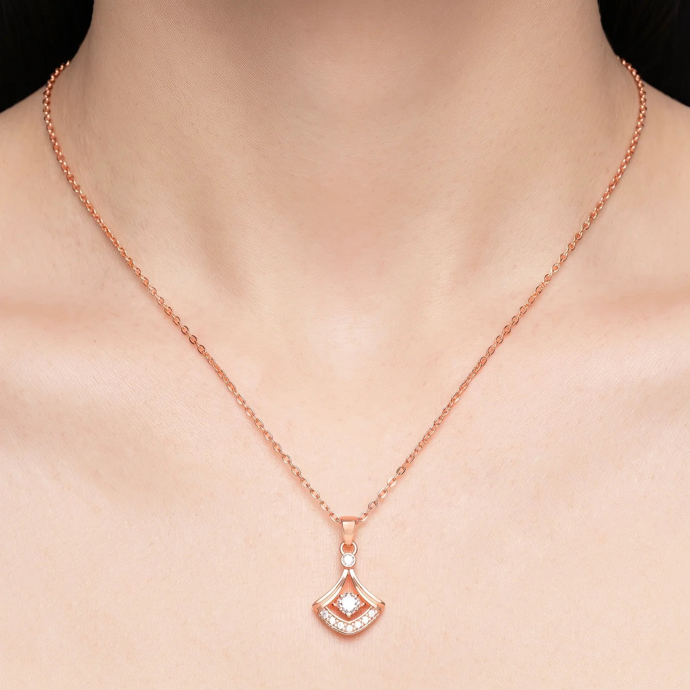 AYMI Necklace Anti-Tarnish Fan CZ Pendant
