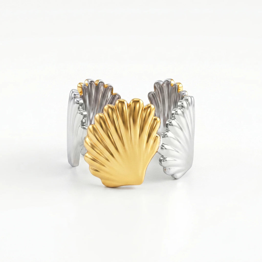 AYMI Ring Anti-Tarnish Seashell Band (Adjustable Size