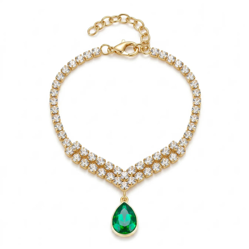 AYMI Bracelet Anti-Tarnish Green Charm Chain (Adjustable Size)