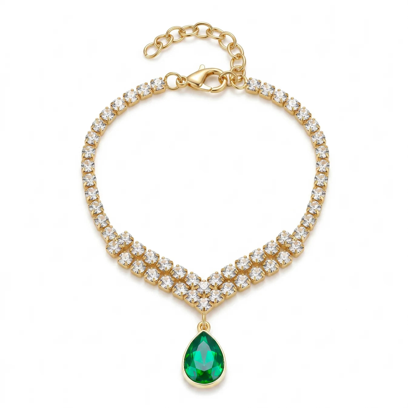 AYMI Bracelet Anti-Tarnish Green Charm Chain (Adjustable Size)