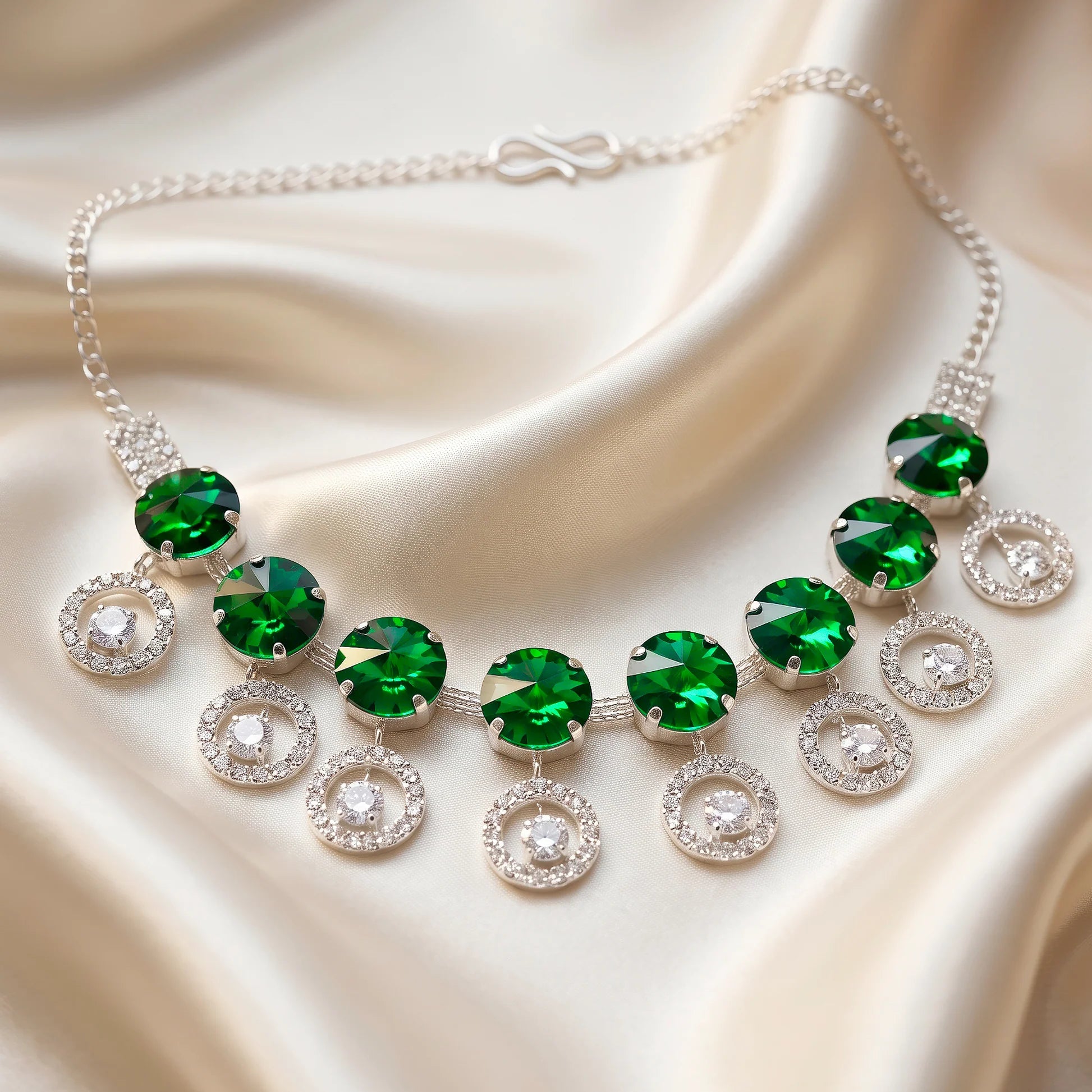 AYMI Necklace Anti-Tarnish Emerald Crystal Chain