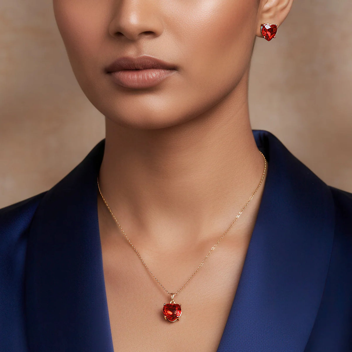 AYMI Necklace Anti-Tarnish Hearted Set With Earrings