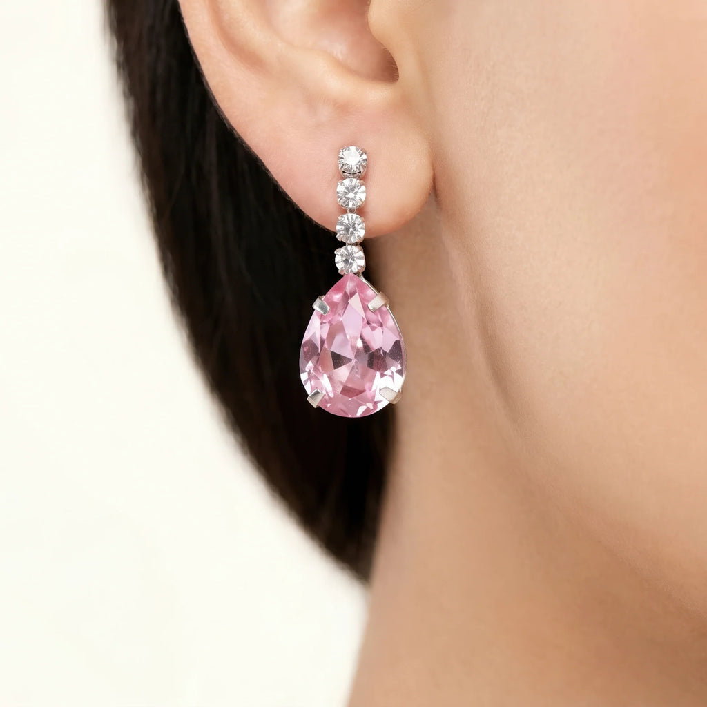 AYMI Necklace Anti-Tarnish Vintage Rose Teardrop Crystal Set With Earrings