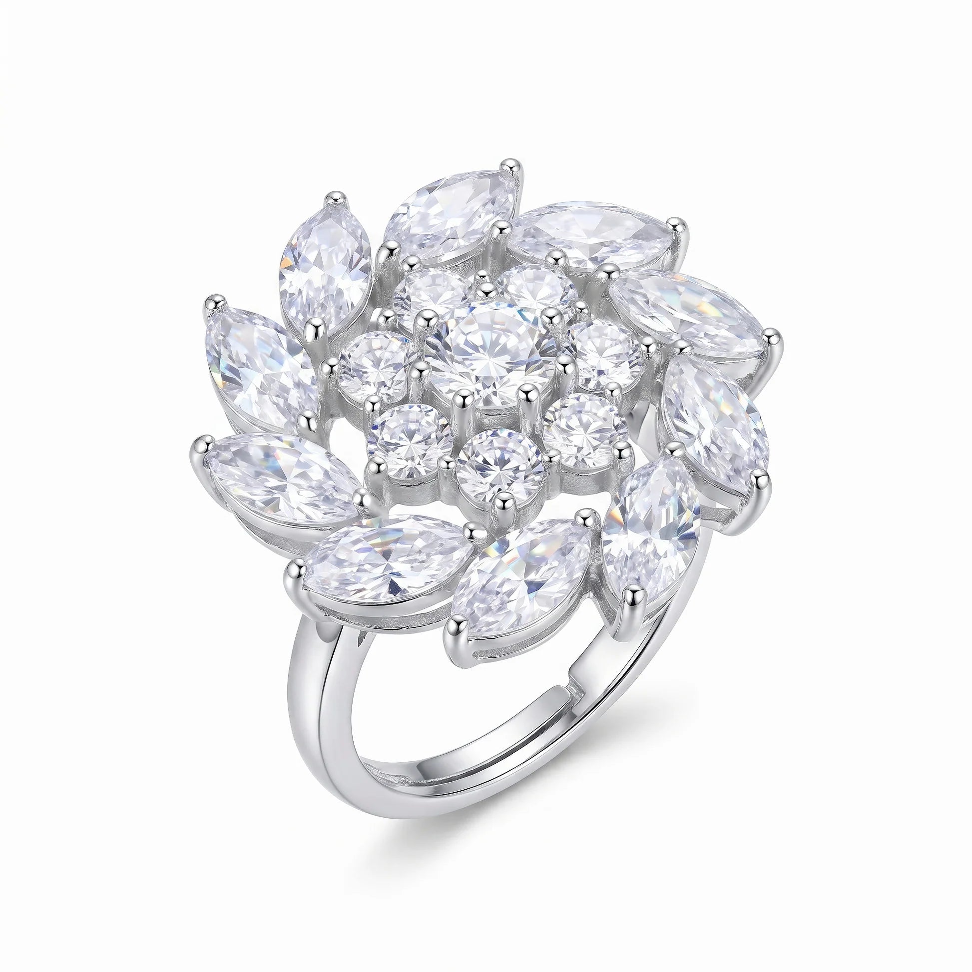 AYMI Ring Anti-Tarnish Marquise Crystal Floral (Adjustable Size)