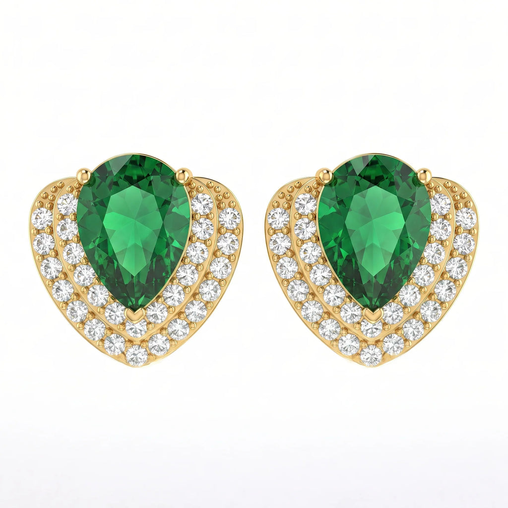 AYMI Earrings Anti-Tarnish Green Heart Studs