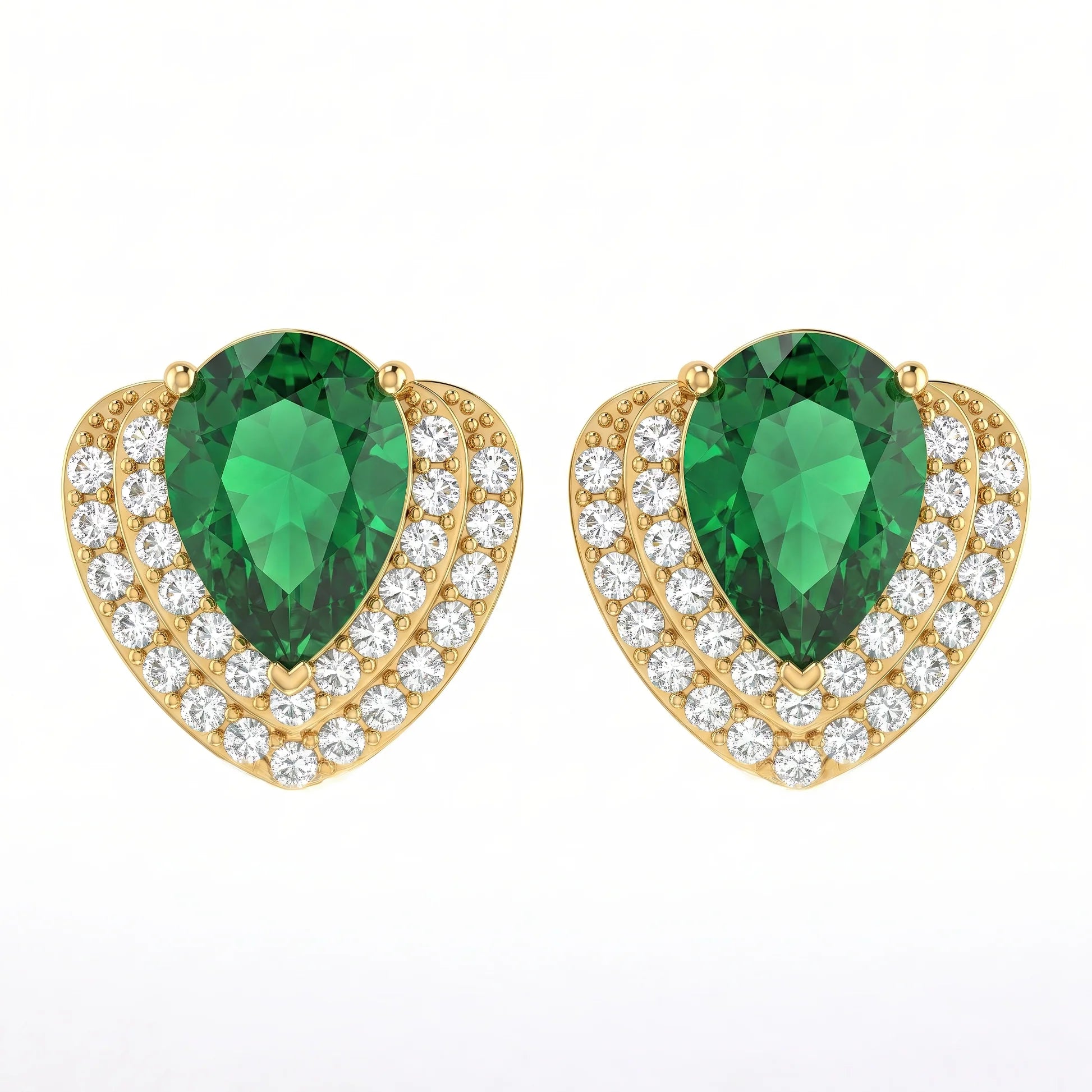 AYMI Earrings Anti-Tarnish Green Heart Studs