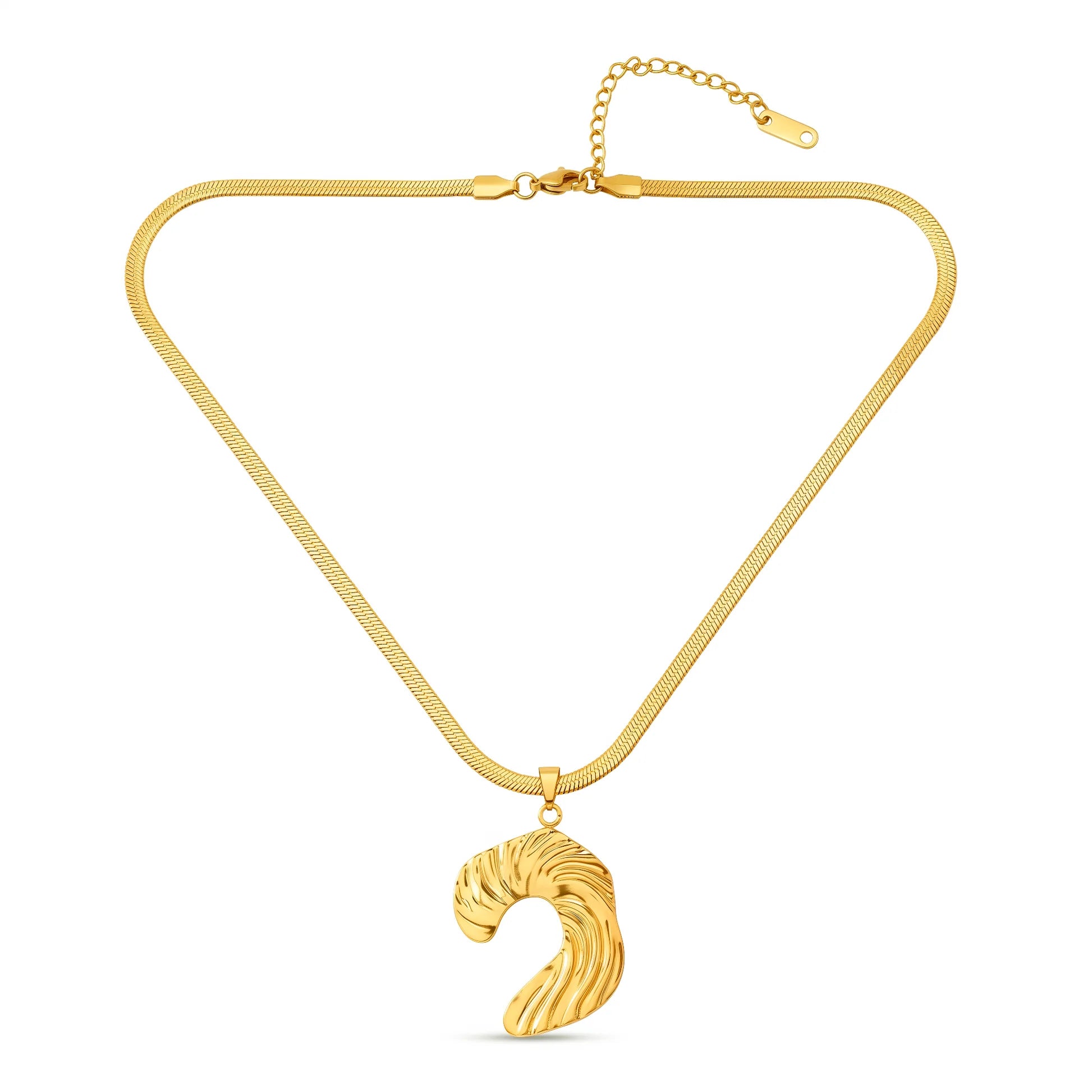 AYMI Necklace Anti-Tarnish Gold Plated Wave-Inspired Pendant Snake Chain