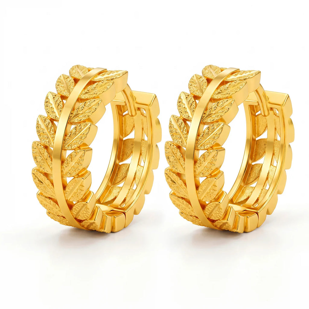 AYMI Earrings Anti-Tarnish Gold
Plated Leaf Huggies