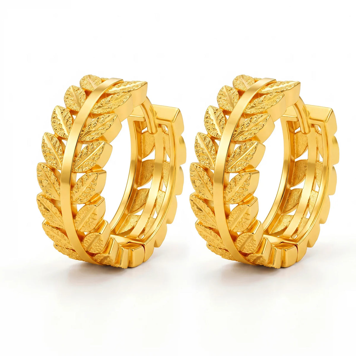 AYMI Earrings Anti-Tarnish Gold
Plated Leaf Huggies