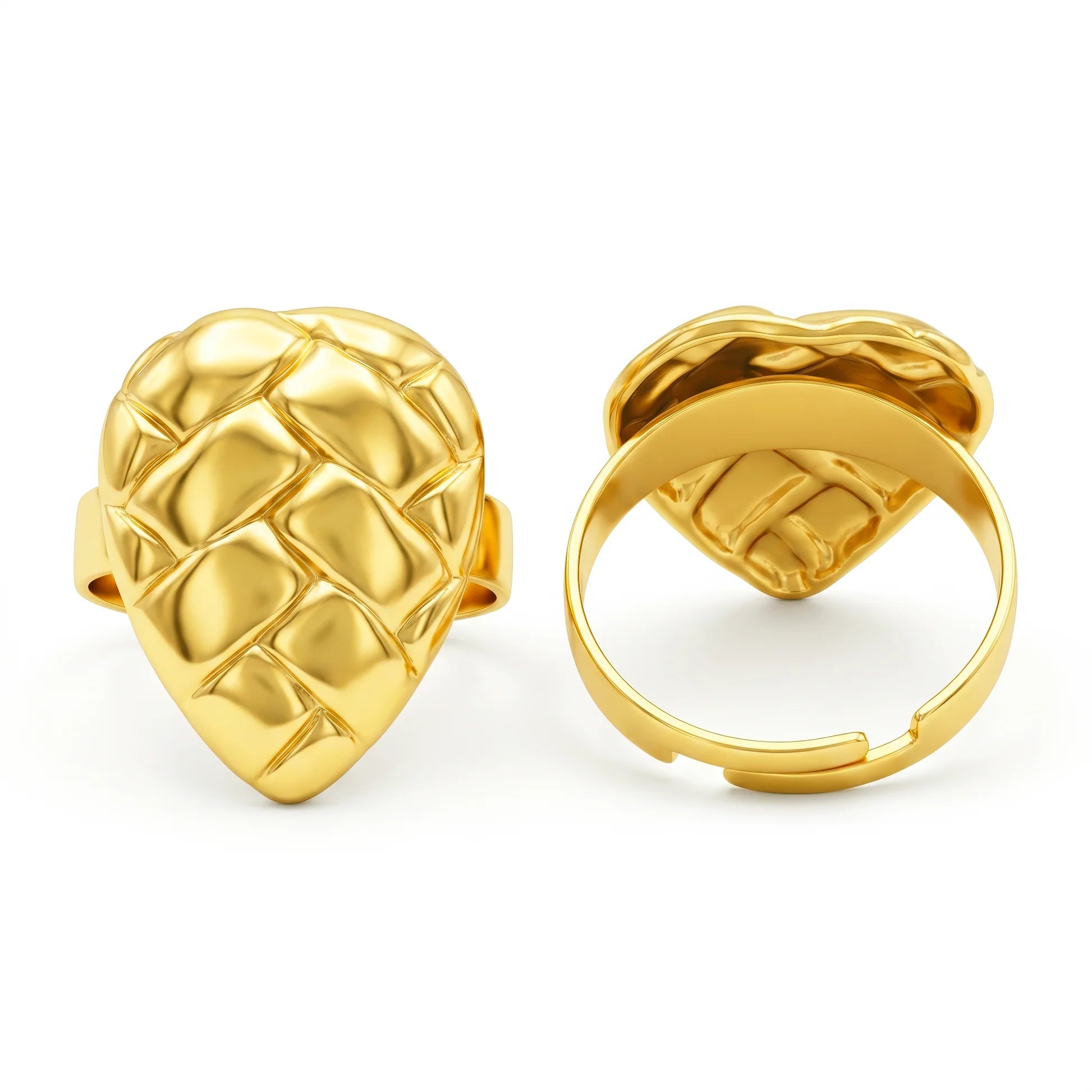 AYMI Ring Anti-Tarnish Basket Weave Teardrop (Adjustable Size)