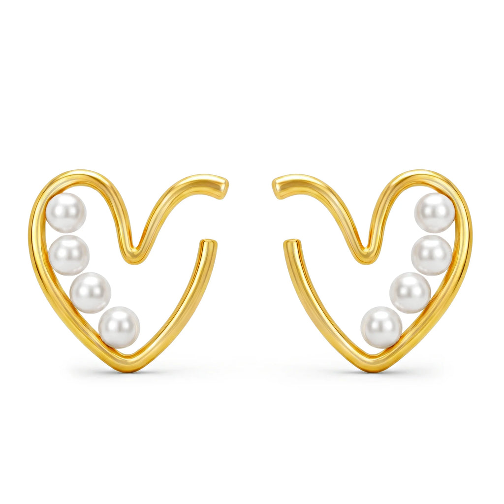 AYMI Earrings Anti-Tarnish Abstract Heart With Faux Pearl