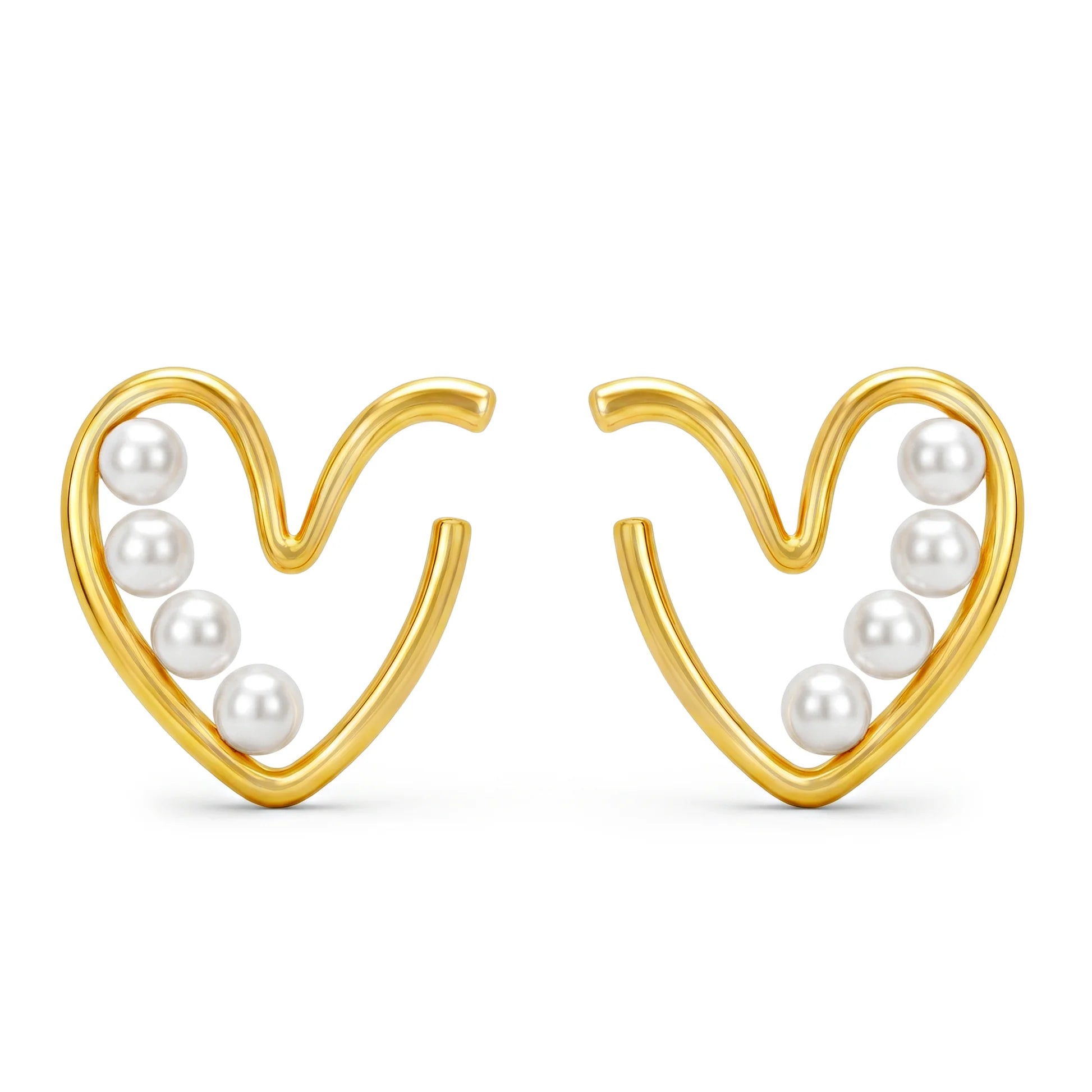 AYMI Earrings Anti-Tarnish Abstract Heart With Faux Pearl