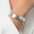 AYMI Bracelet Anti-Tarnish Metallic Silver Bangle (Adjustable Size)