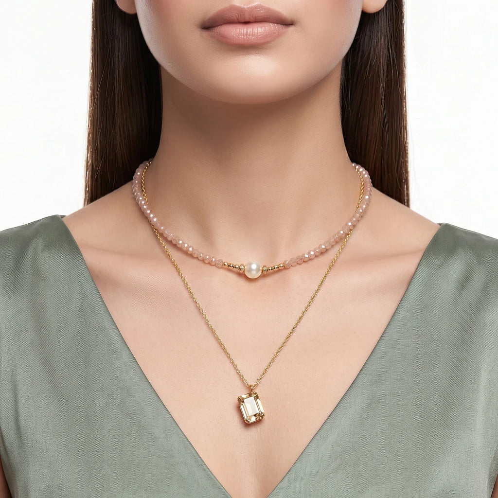 AYMI Necklace Anti-Tarnish Champagne Layered