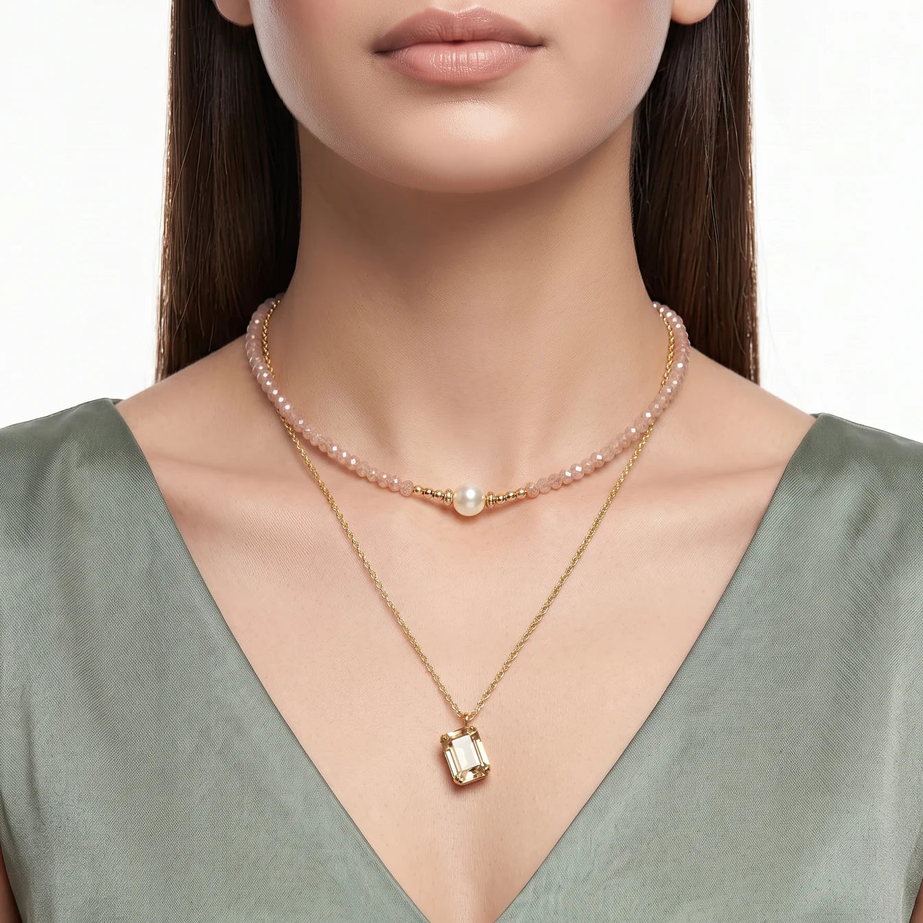 AYMI Necklace Anti-Tarnish Champagne Layered