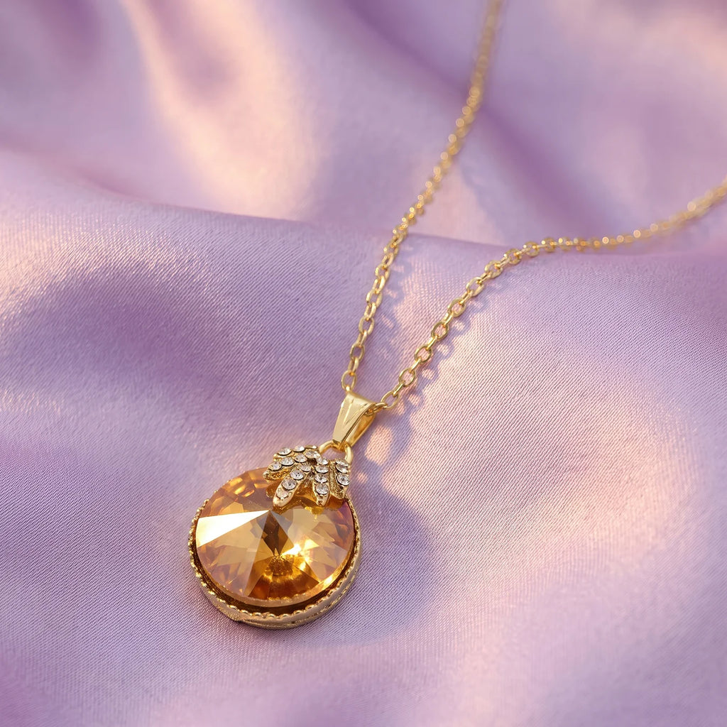 AYMI Necklace Anti-Tarnish Round Champagne Pendant