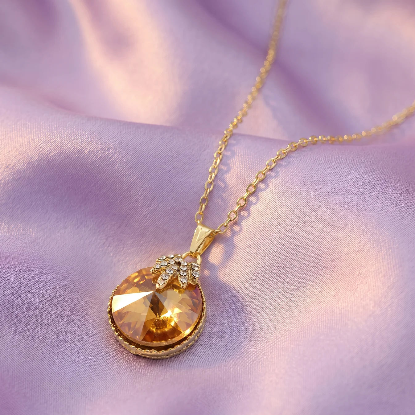 AYMI Necklace Anti-Tarnish Round Champagne Pendant