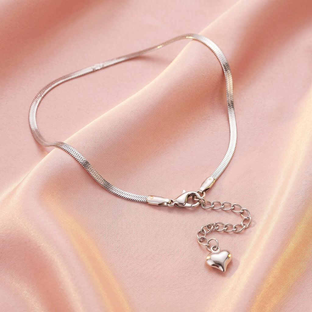 AYMI Anklet Anti-Tarnish Heart Station Chain