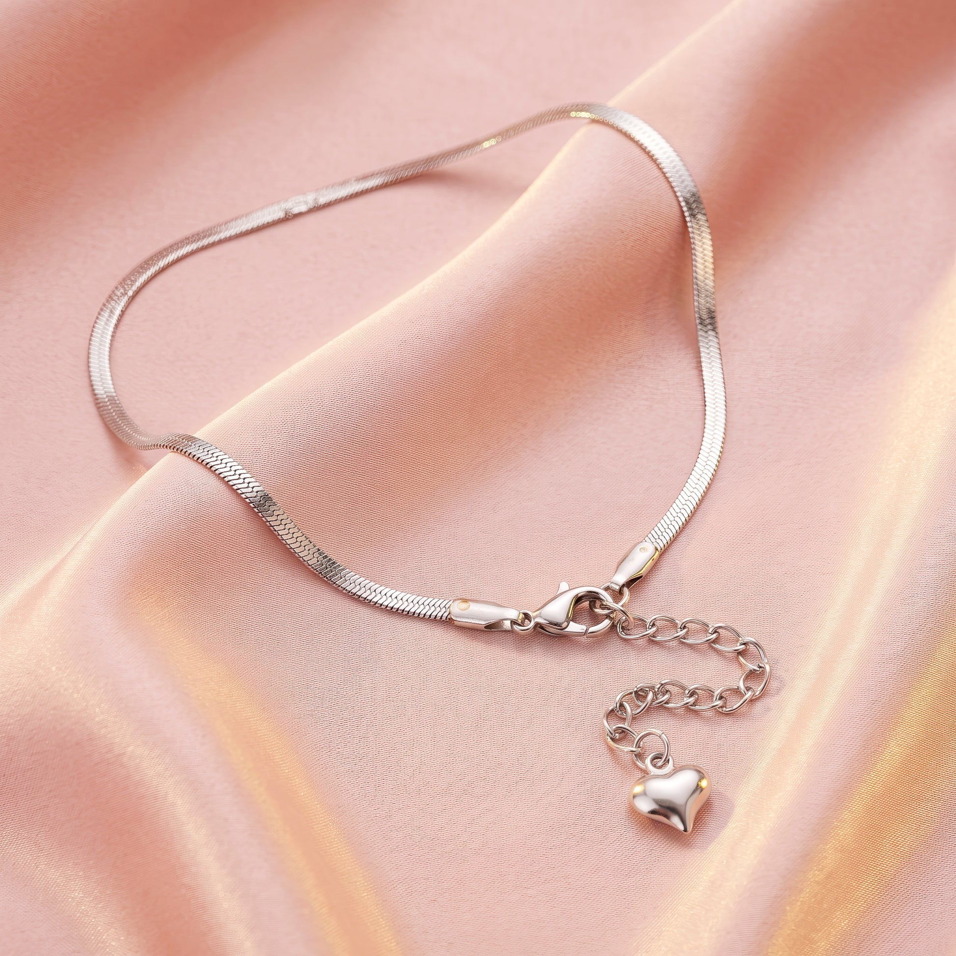 AYMI Anklet Anti-Tarnish Heart Station Chain
